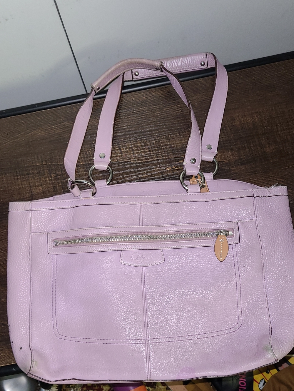 Coach Lavender Leather Leather Tote Bag